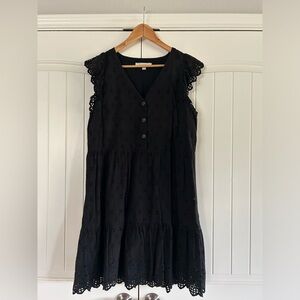 Loft black cap sleeved tiered dress, size 10T